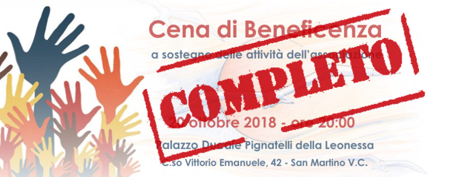 Cena di Beneficenza – 20 ottobre 2018 – Completo